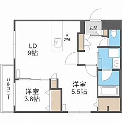 ONE-kikusui 2LDKの間取図画像