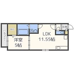 クレステージ西岡 1LDKの間取図画像
