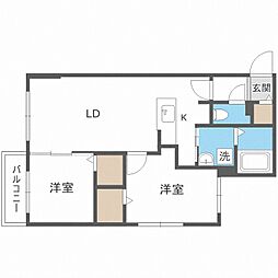 ブランシャール円山桜通 2LDKの間取図画像