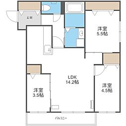 札幌市手稲区前田二条11丁目マンション 3LDKの間取図画像
