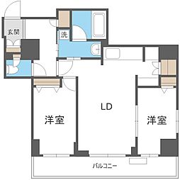 レジディア大通公園 2LDKの間取図画像