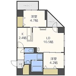 グランカーサ南6条 2LDKの間取図画像
