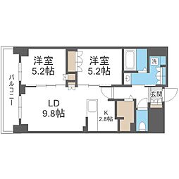 札幌市中央区北三条西12丁目マンション 2LDKの間取図画像