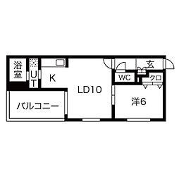 クラリス豊平5 1LDKの間取図画像