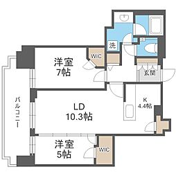 プレミストタワーズ札幌苗穂ブライトゲート 2LDKの間取図画像