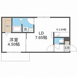 ラピスブラオ厚別中央 1LDKの間取図画像