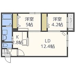 ハルトラーテ山鼻2 2LDKの間取図画像