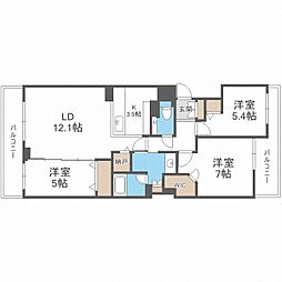 ブランズ円山北6条 3LDKの間取図画像