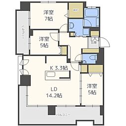 クリオ円山鳥居前 3LDKの間取図画像