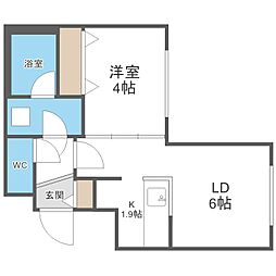 クラブプルミエ琴似4条 1LDKの間取図画像