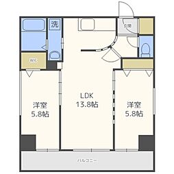 スペチアーレ伏見ウェスト 2LDKの間取図画像