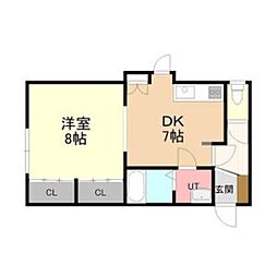 コンフィーネ13 1DKの間取図画像