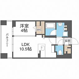 デュオヴェール札幌北大前グレイス 1LDKの間取図画像