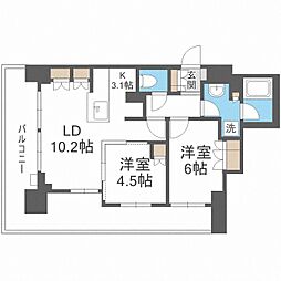 シティタワー札幌 2LDKの間取図画像