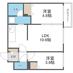 メニーズコート元町北 2LDKの間取図画像