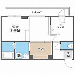 カレラ伏見 1Kの間取図画像