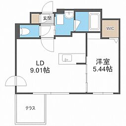 シェル山鼻 1LDKの間取図画像