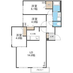 アルファスクエア円山2条 3LDKの間取図画像