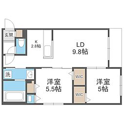 グランデユーク北円山 2LDKの間取図画像