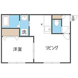 クラリス24軒 1LDKの間取図画像