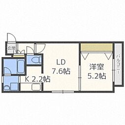 ヴェリテ円山神宮 1LDKの間取図画像