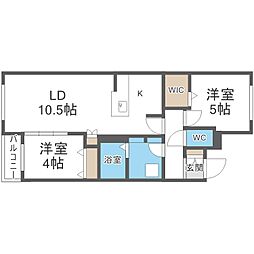 URBANFLATS北24条 2LDKの間取図画像