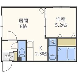グランメール北24条駅前 1LDKの間取図画像
