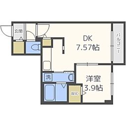 クラウドロア 1DKの間取図画像