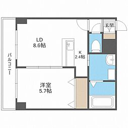 レゾ札幌 1LDKの間取図画像