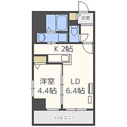グランカーサ南6条 1LDKの間取図画像