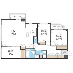 札幌市中央区南十条西21丁目マンション 3LDKの間取図画像