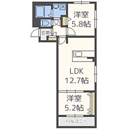クチュールN42 2LDKの間取図画像