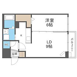 アストリアミヤノモリ 1LDKの間取図画像