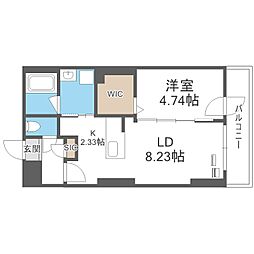 S-RESIDENCE近代美術館前 1LDKの間取図画像