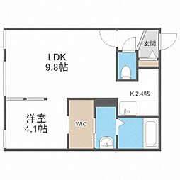 efforthondori 1LDKの間取図画像