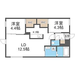 Ｌｉｖｅａｓｅ　ｋｉｔａｍａｒｕｙａｍａ 2階2LDKの間取り