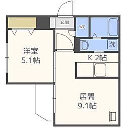 ピュアＭ豊平 3階1LDKの間取り