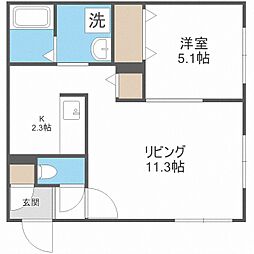 プラン・ドゥ・ボヌール 1階1LDKの間取り