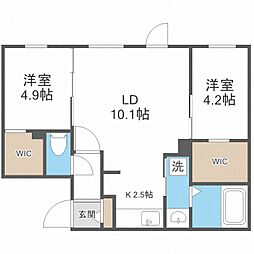 ＮＯＶＡ北円山 3階2LDKの間取り