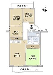 西宮セントポリア2号棟 3SLDKの間取図画像