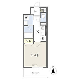 名古屋市営東山線 本陣駅 徒歩4分の賃貸マンション 3階1Kの間取り