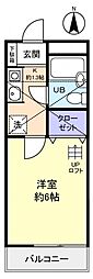 ドエル高津 1Kの間取図画像