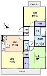 ハイツ・サンピーチＣ 1階3DKの間取り