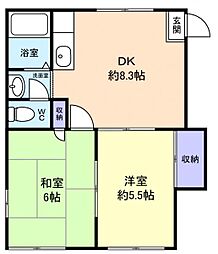 コーポ奈良 2階2DKの間取り