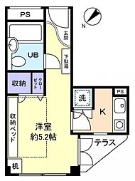 サリースマイル 1階1Kの間取り