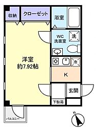 α−ＦＩＣＴＩＯＮ（アルファフィクション） 3階1Kの間取り