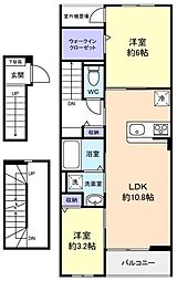 ＭＡＬＩＢＵ（マリブ） 3階2LDKの間取り
