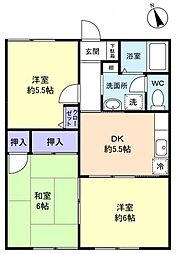 グランメール萱田 1階3DKの間取り