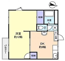 ウィングピア・アキ 2階1DKの間取り