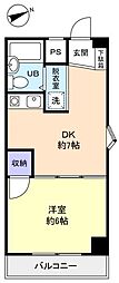 レジデンス松の木 4階1DKの間取り